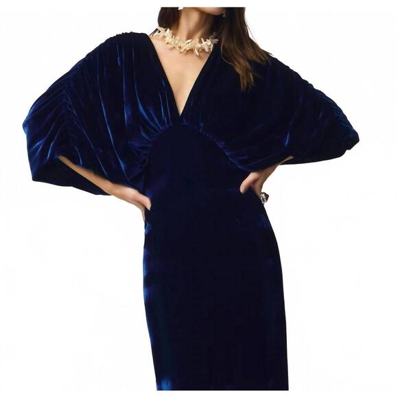 NEW ARMORY velvet maxi dress in blue